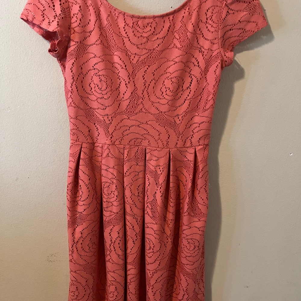 Madison Leigh Coral Lace Mini Dress